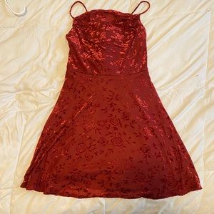 Crushed velvet red dress